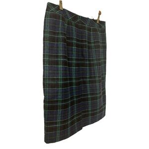 Chadwicks Wool Skirt 10T Blue  Tartan Lined  Pencil Knee Career Academia Preppy